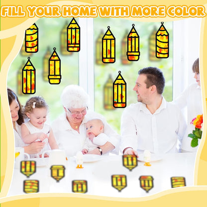 32 Sets Outer Space Suncatchers Craft Kit DIY Window Stained Glass Effect Planet Astronaut Alien Paper Crafts Home School Classroom Decoration Kid Birthday Gift Creative Art Project Activity Game - Colors B