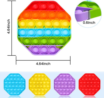 5 Pack Silicone Bubble Sensory Pop Fidget Toy, Office Toys, Anxiety Relief Squeeze Sensory, Autism, ADHD and Special Needs Stress Reliever, 5 Colors Including Rainbow by Treycer