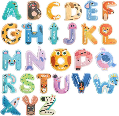 USATDD Jumbo Magnetic Letters Colorful ABC Alphabet Animal Shape Toys Large Uppercase Refrigerator Fridge Magnets Preschool Educational Toy Set Learning Spelling Game for 3 4 5 Year Old Toddler Kids