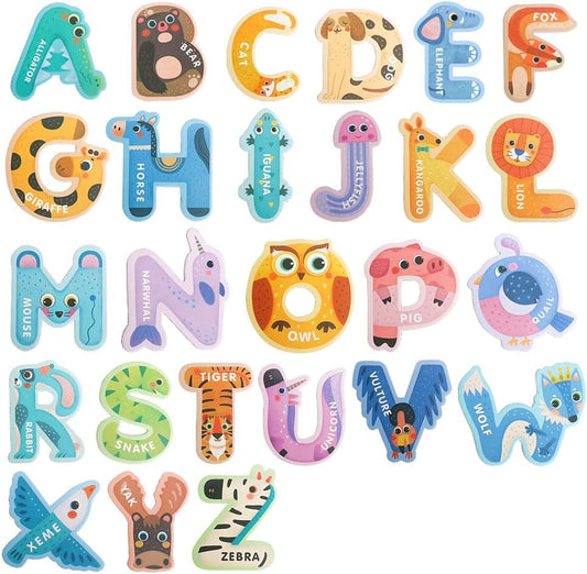 USATDD Jumbo Magnetic Letters Colorful ABC Alphabet Animal Shape Toys Large Uppercase Refrigerator Fridge Magnets Preschool Educational Toy Set Learning Spelling Game for 3 4 5 Year Old Toddler Kids