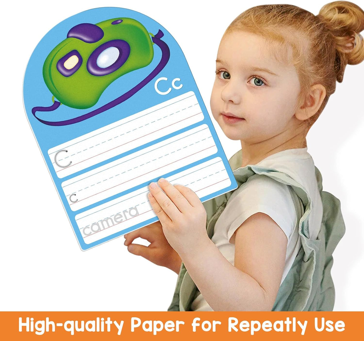 Alphabet Writing Practice Cards, Handwriting Letter Educational for Kindergarten & Grade 1-3, Double-Sided Printing for Trace Uppercase Lowercase Letters, 13 Dry Erase Cards, 26 Pages