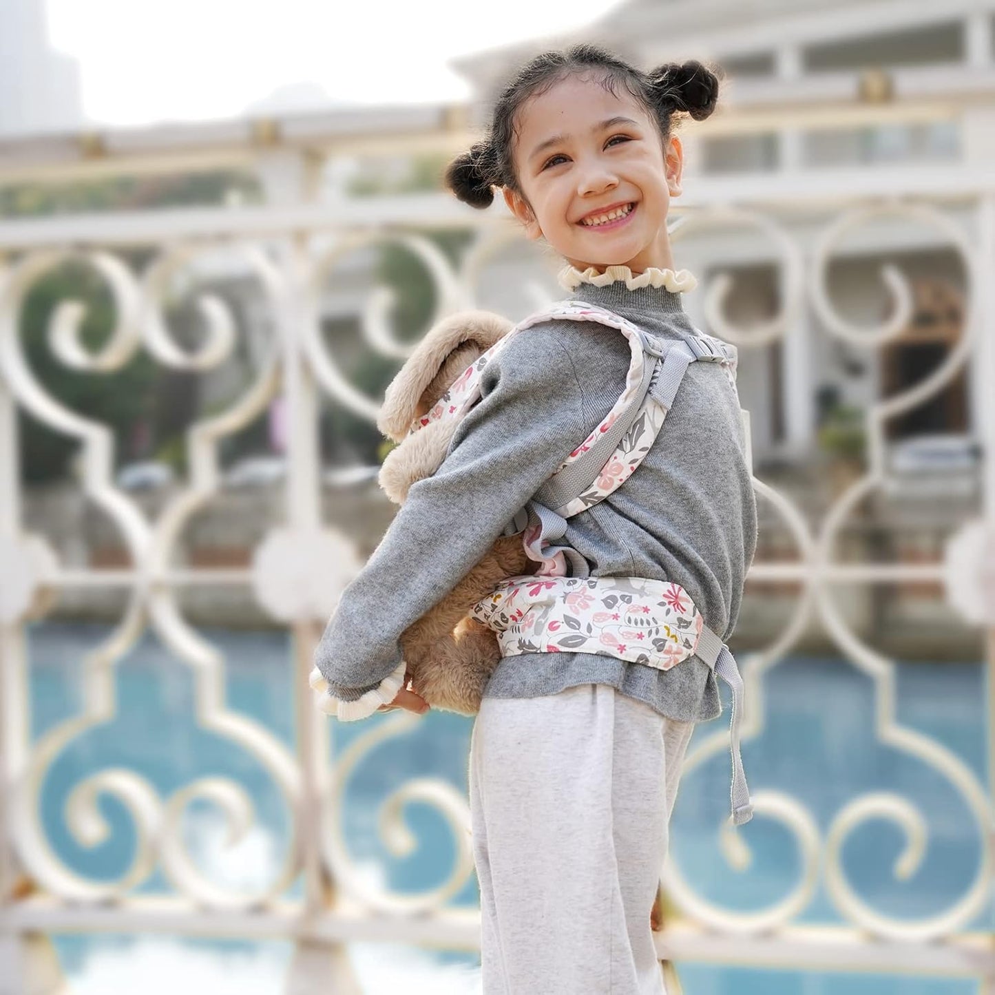 GAGAKU Doll Carrier for Kids, Toy Baby Doll Carrier, Reborn Dolls Carrier Toy Baby Sling with Adjustable Straps, Baby Doll Accessories - Green - Camellia