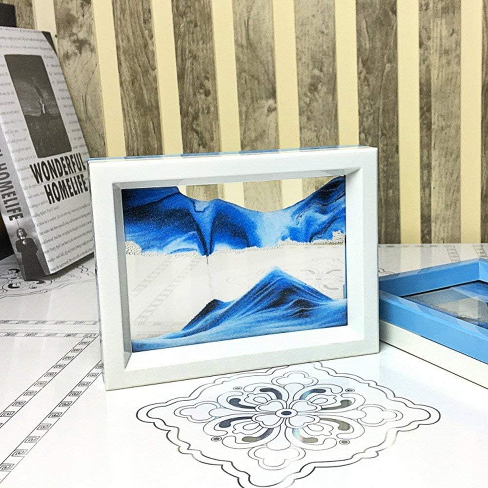 LYPGONE Moving Sand Art Picture Dynamic Sand Picture Flowing Sand Picture Desktop Art Toys Voted Best Gift!(Ocean Heart)
