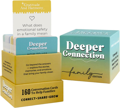 160 Conversation Cards, Family Edition, Meaningful Talk for Family Dinners, Perfect for Families, Adults, Teens, Kids, Game Nights, Gatherings, Prompts for Meaningful Connections