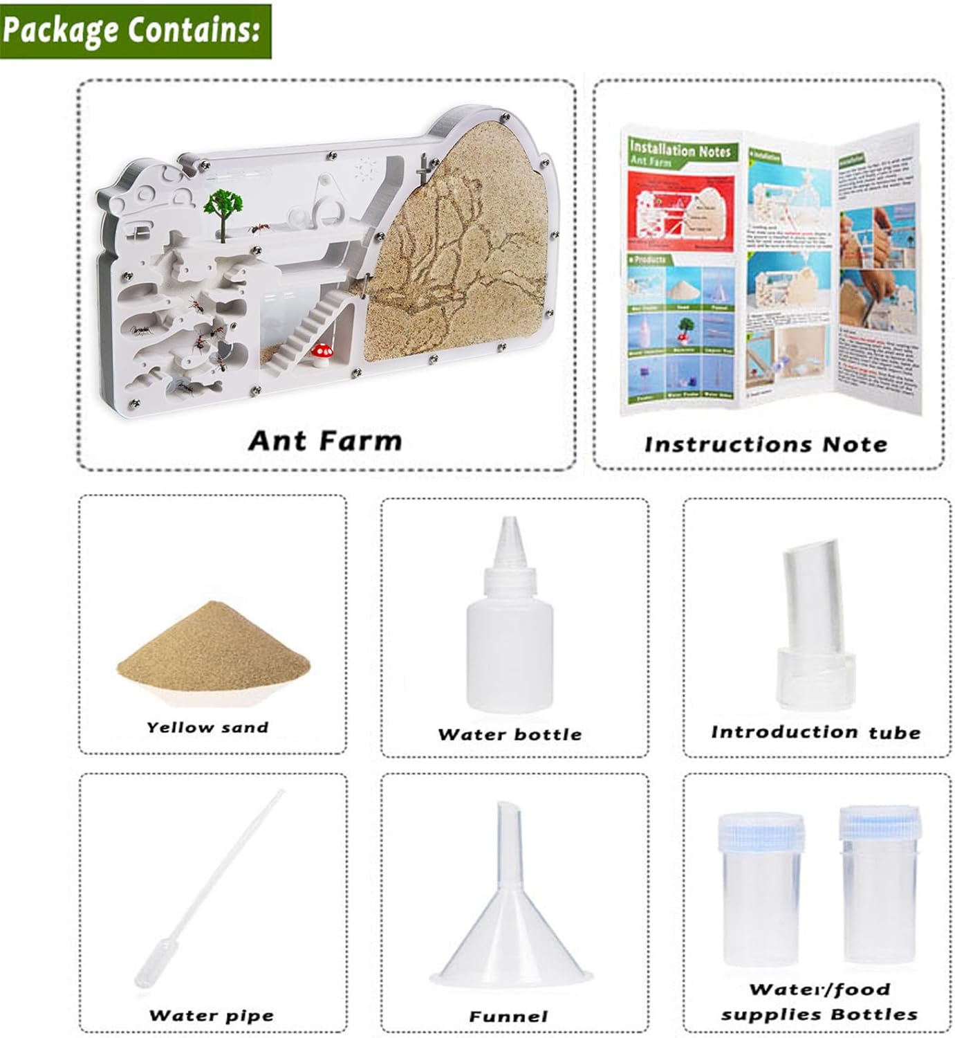 Ant Farm Castle - Large Viewing Area - Care for Live Ants - Ant Colony Observation Kits with Sand Habitat - Educational Science Gifts for Boys, Girls - Ant Farms for Kids, Adults, Student (Yellow)