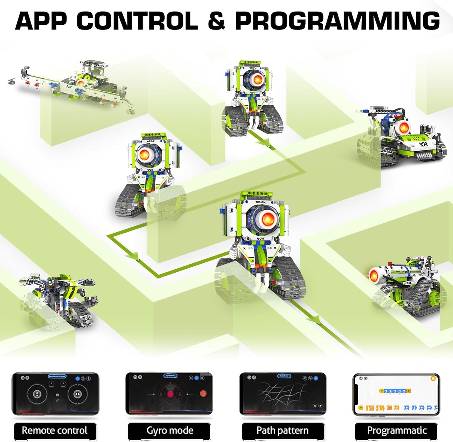 STEM Robot kit for Kids Ages 8-12, 5 In1 Science Building Blocks Kit, Remote & App Control Chainsaw Robot Toys, Technic Engineering Construction Sets for Kids 8 9 10 11 12 13 (429PCS)