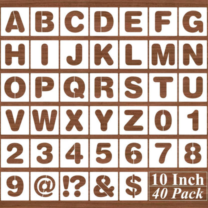 4 Inch Alphabet Letter Stencils - 40 Pack Letter Number Stencil Templates with Signs for Painting on Wood, Reusable Calligraphy Letters Stencils for Chalkboard Fabric Wood Signs