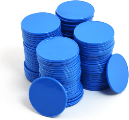 Smartdealspro 100pcs 32mm/1.26 Inch Opaque Plastic Learning Counters Disks Mini Poker Chips Game Tokens with Storage Box (Red)