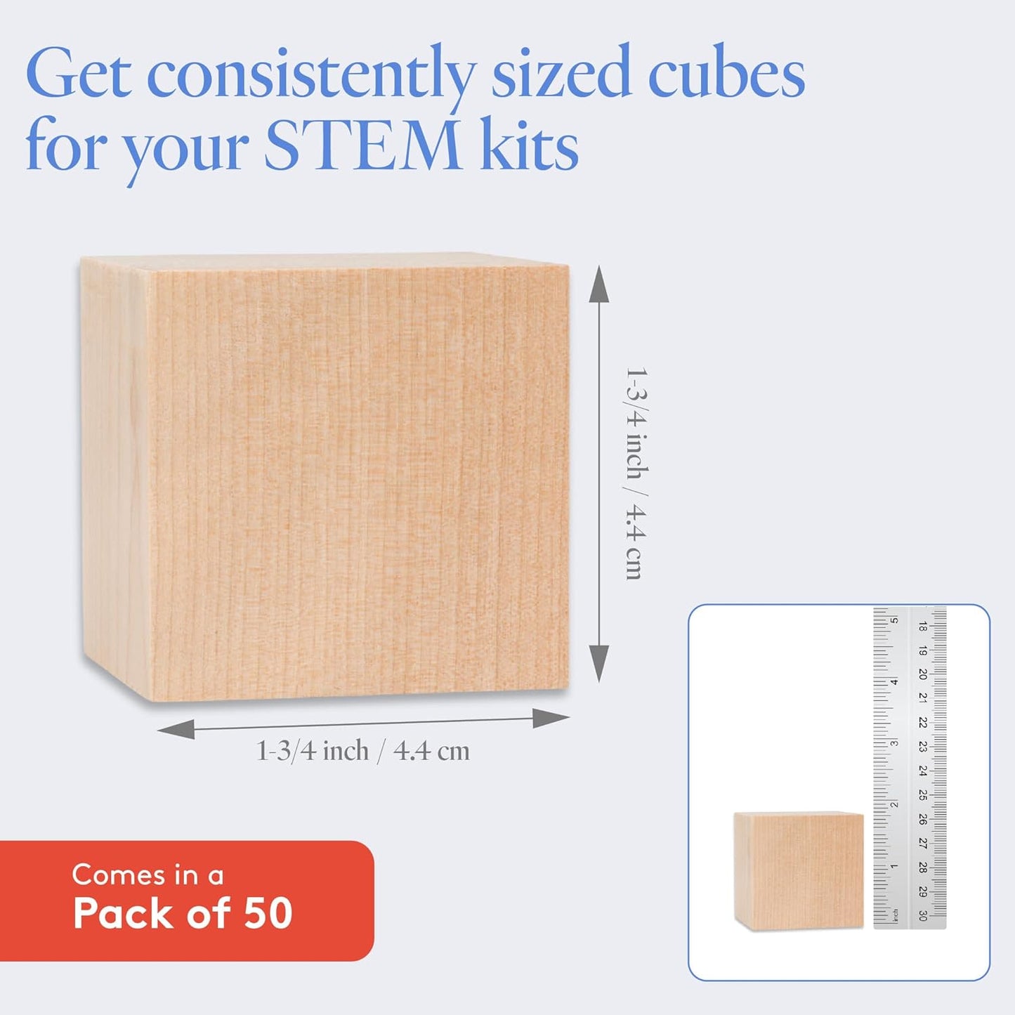 DIY Wooden Cubes 3/4-inch, Pack of 100 Small Blank Wooden Blocks, Unfinished Wood Blocks for Crafts, STEM, Dice, and Building Blocks for Stacking, by Woodpeckers