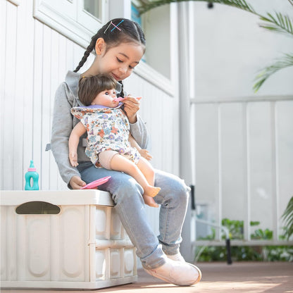 GAGAKU Baby Doll Carrier for Little Girls, Reborn Doll Accessories for Toddlers 3+ Years Old, Kids Toy Baby Dolls Sling Carrier - Pink - Moonflower
