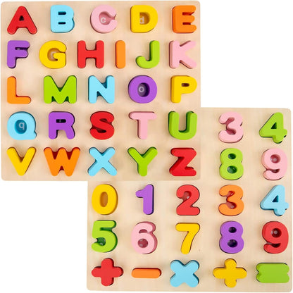 Alphabet Puzzle, WOOD CITY ABC Letter Puzzles for Toddlers 1 2 3 Years Old, Educational Learning Toys for Toddlers, Alphabet Toys with Puzzle Board & Letter Blocks, Best Gifts for Girls and Boys