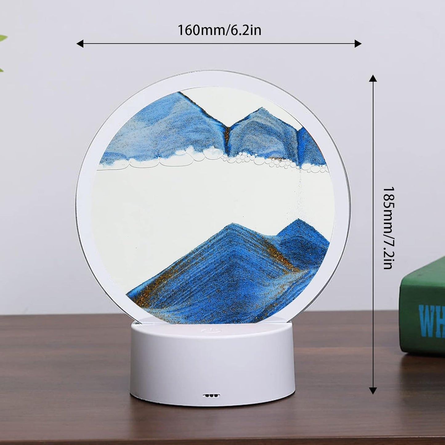 Moving Sand Art Picture Round Glass 3D Deep Sea Sandscape in Motion Display Flowing Sand Frame, Large Desktop Art Toys, Home & Office Desktop Decorations(Black, RC-Crotrol)