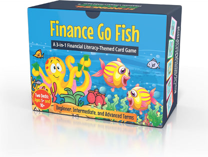 Finance Go Fish – 3-in-1 Financial Literacy Card Game for Kids Ages 5–12 | Go Fish, Memory & Old Maid | Educational Money Vocabulary Deck (Combo)