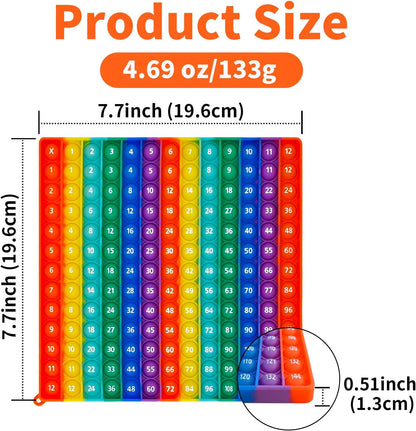 Interactive 12x12 Multiplication Pop Board - STEM Sensory Math Toy with Poppable Bubbles, Classroom & Homeschool Learning Game, Multiplication Table Chart for Kids, Stress Relief Tool, CPC Certified