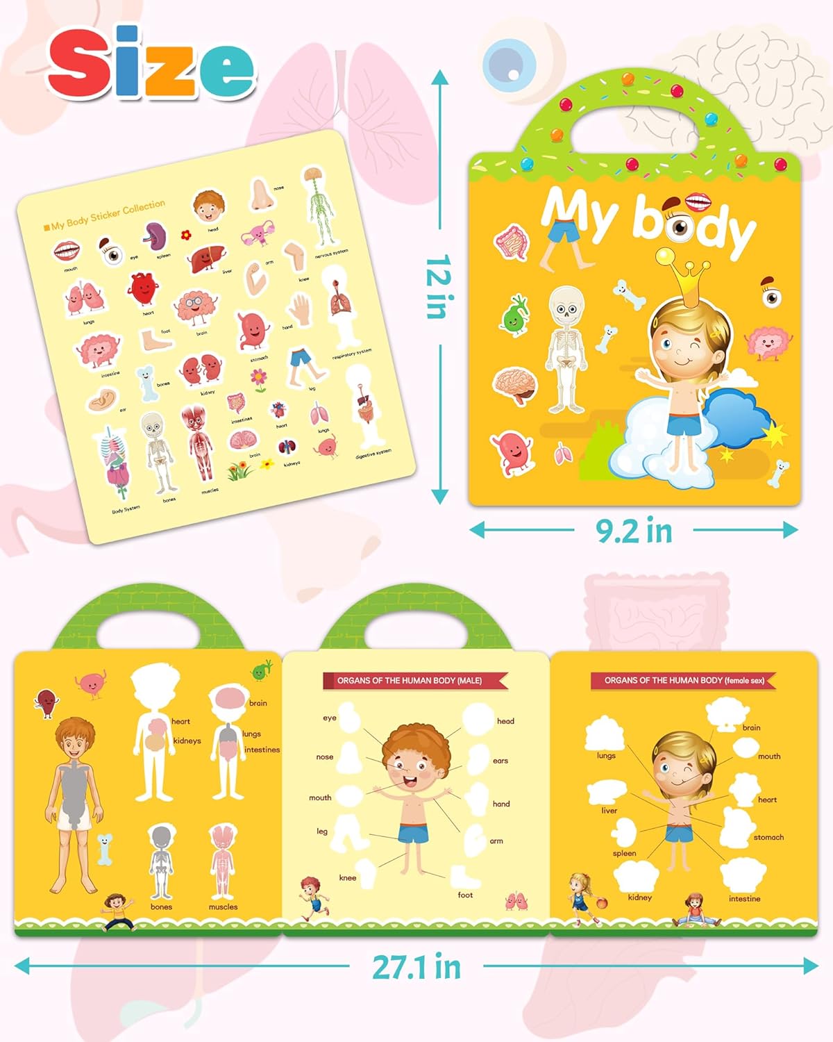 Benresive Reusable Sticker Books for Toddlers, Fun Travel Stickers for Kids, Toddler Sticker Book, Crafts Activities for Toddlers, 3 and Up Birthady Gifts - Vehicle