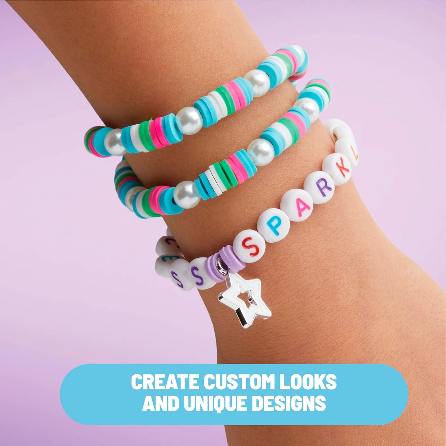 Claire’s DIY Bracelet Kit – 895-Piece Jewelry Making Supplies Set| Clay Heishi Beads, Alphabet, Charms, String| Friendship Bracelet Kit for Girls| Arts & Crafts Activity| Fashion Accessory Gift Age 8+