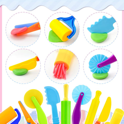 Dough Tools for Kids,9-Piece Kids Clay and Dough Tool Kit– Includes Roller, Rolling Pins, Cutting Tools, Safe Scissors & Plastic Knife for Fun DIY Craft Activities