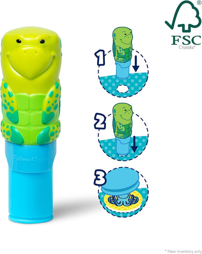 Melissa & Doug Sticker Wow!™ 24-Page Activity Pad and Sticker Stamper, 300 Stickers, Arts and Crafts Fidget Toy Collectible Character – Sea Turtle - for Kids Ages 3+ - FSC Certified