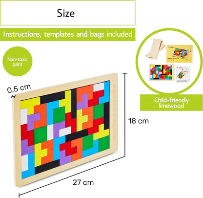 CUBIDI® Original Tangram Puzzle | Building Toys Which Promote Logical Thinking and Spatial Imagination | Montessori Toys for Kids Made Wood | Wooden Toy for Boys and Girls from 4 Years