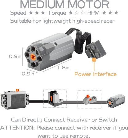 54PCS Power Function Motor Set, Infrared Remote Control&Battery Pack Motor Kit, Compatible with Building Blocks,Technic Sets, Light Electric Functions Motors and Gears, Kid&Adult