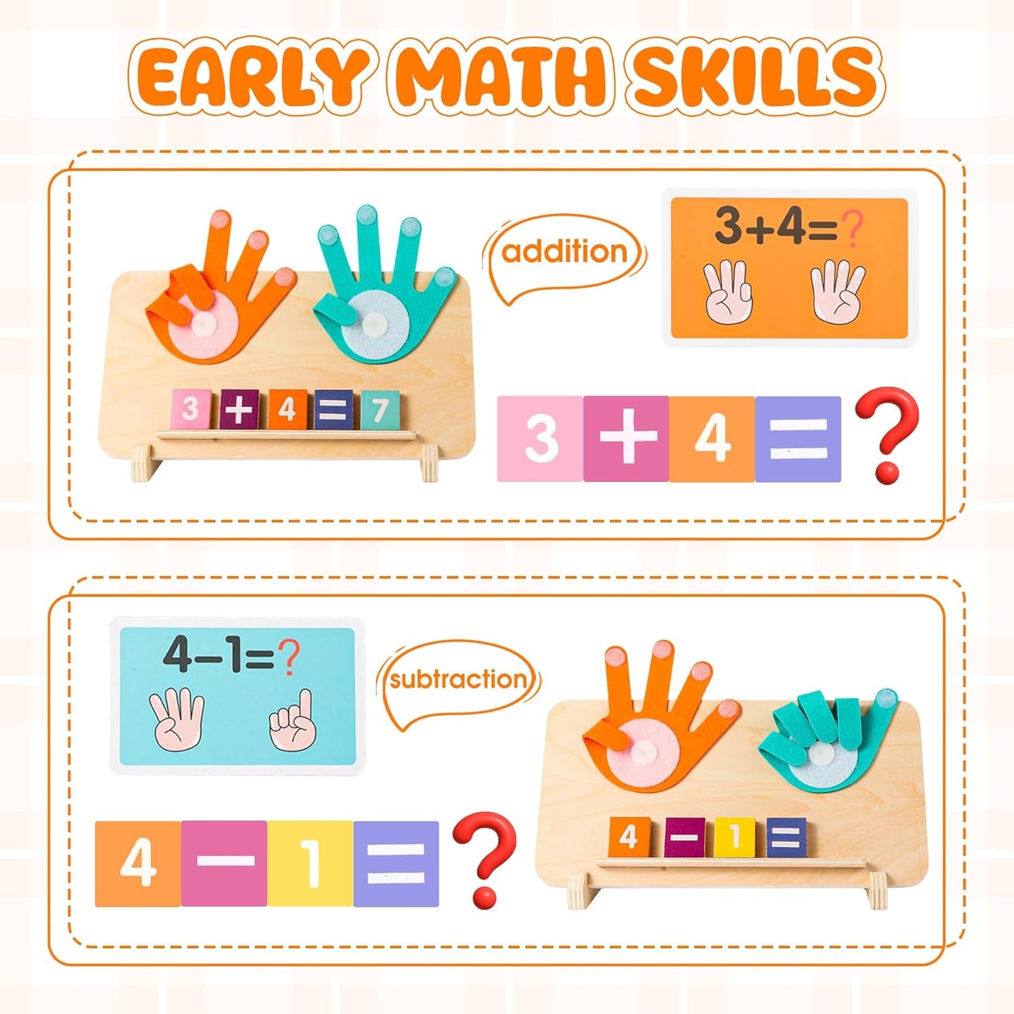 Preschool Learning Toys for Toddlers, Colorful Wooden Numbers Blocks, Finger Counting Montessori Toys for 3 4 5 Year Old