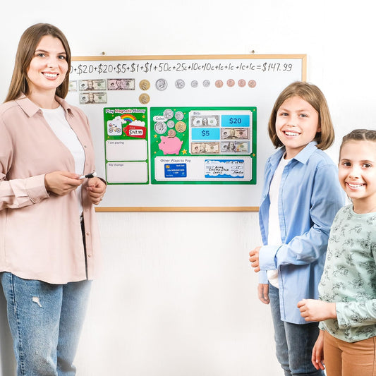 Simply magic 70 PCS Magnetic Money for Classroom - Play Money for Teaching, Money Manipulatives & Activities, Pretend Play Money for Kids, Money Magnets, Learning Coins, Bills - Toddler Money Games