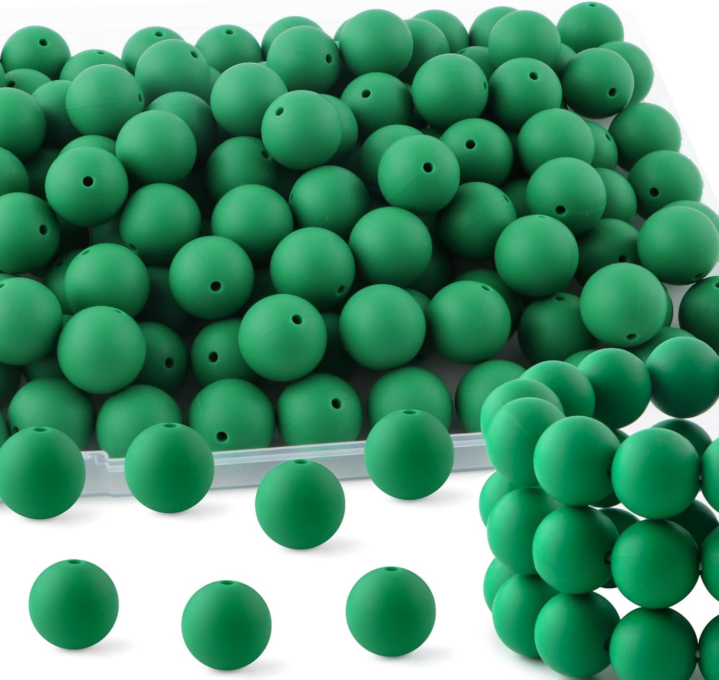 65Pcs 19mm Silicone Beads for Keychain Making Bracelet Necklace, Bulk Round Silicone Beads for Pens（Christmas Green） - Colors A
