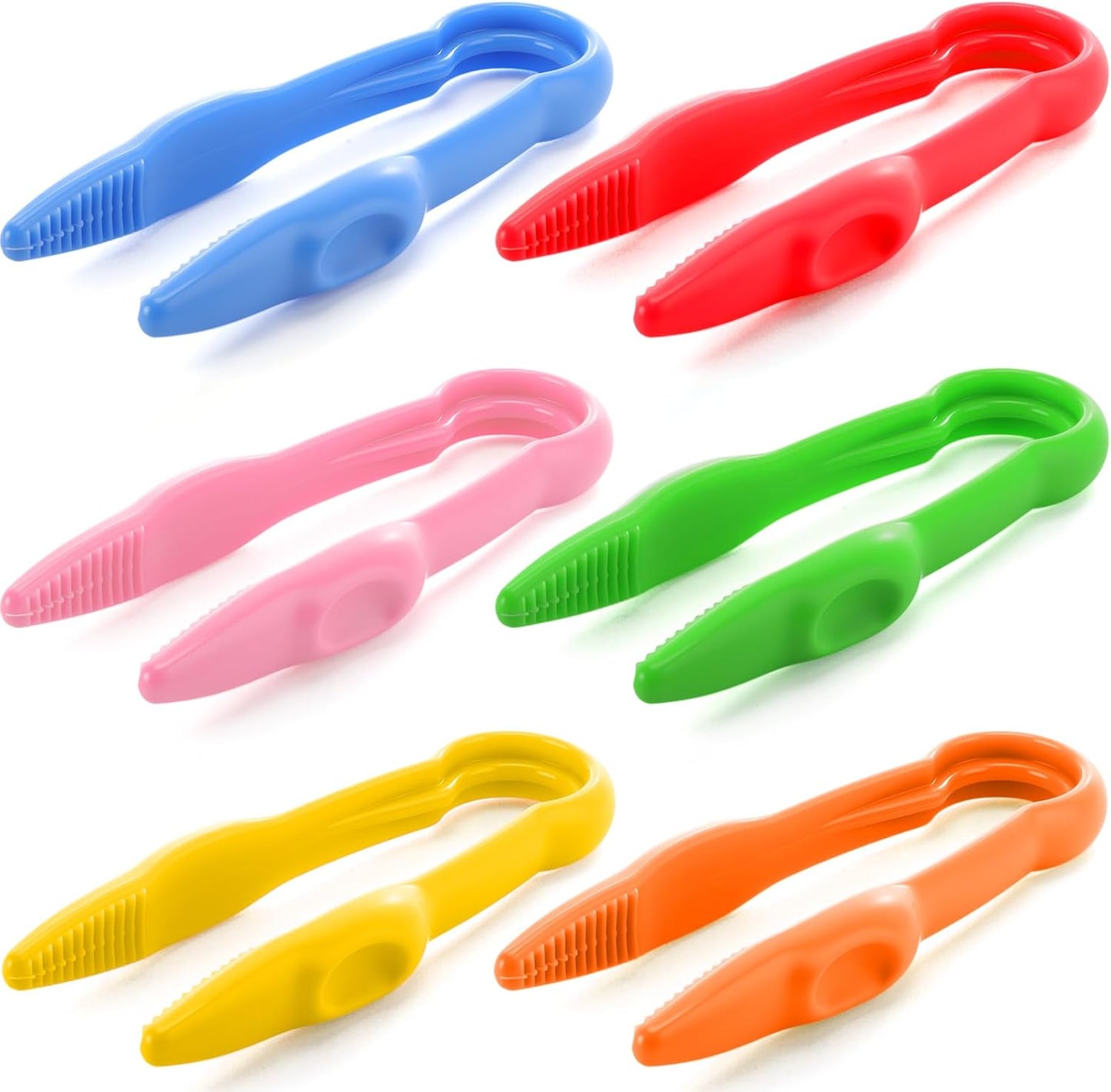 Chunful 24 Pcs Plastic Tweezers for Kid Fine Motor Toys Easy Grip Toddler Tweezers Jumbo for Craft DIY Jewelry Making Beading Family School (Green, Pink, Red, Blue, Yellow, Orange)