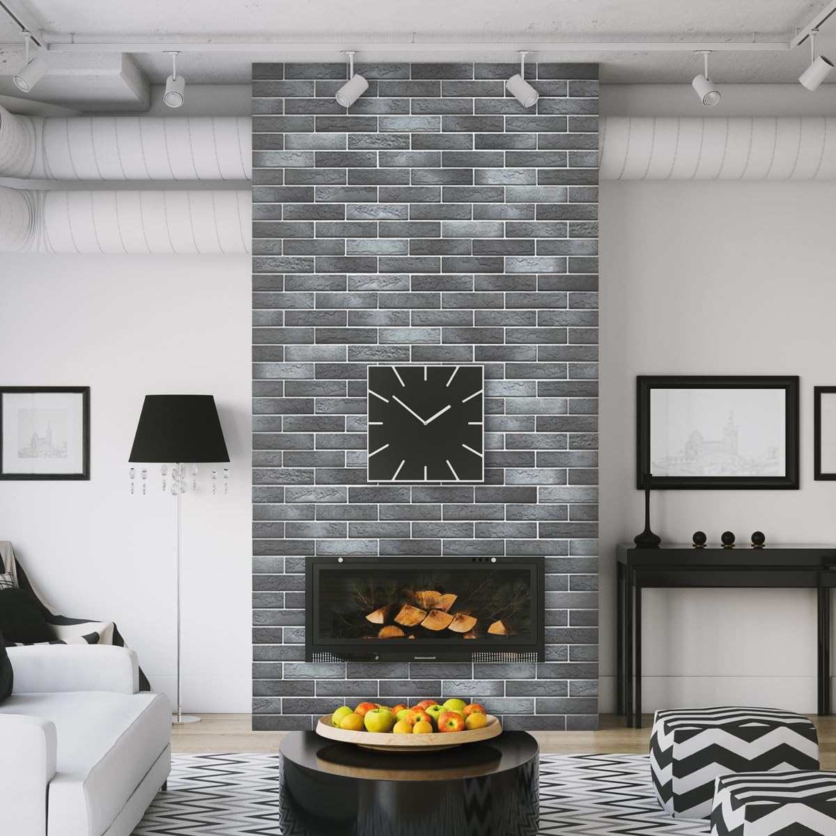 100 Whitewash Grey Faux Brick Wall Tiles, 3D Thin Brick Veneers for Bedroom, Bathroom, Kitchen, Fireplace and Fence Wall Panels (14.2 sq ft)