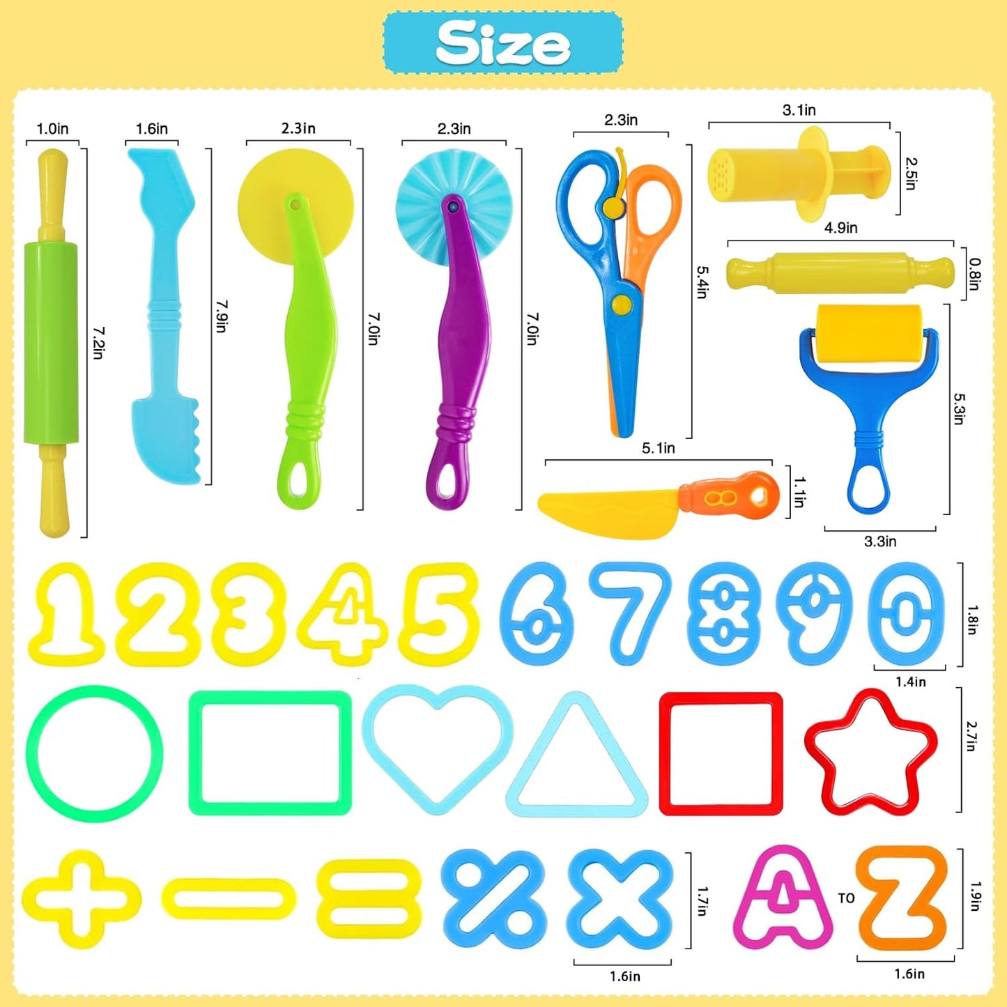 LCY WEDSHI Dough Tool Set, 9 Pcs Dough Tools Sets for Kids Ages 4-8, Dough Accessories Includes Cutters Roller, Rolling Pins, Safety Scissors, Plastic Knife, Plastic Rollers