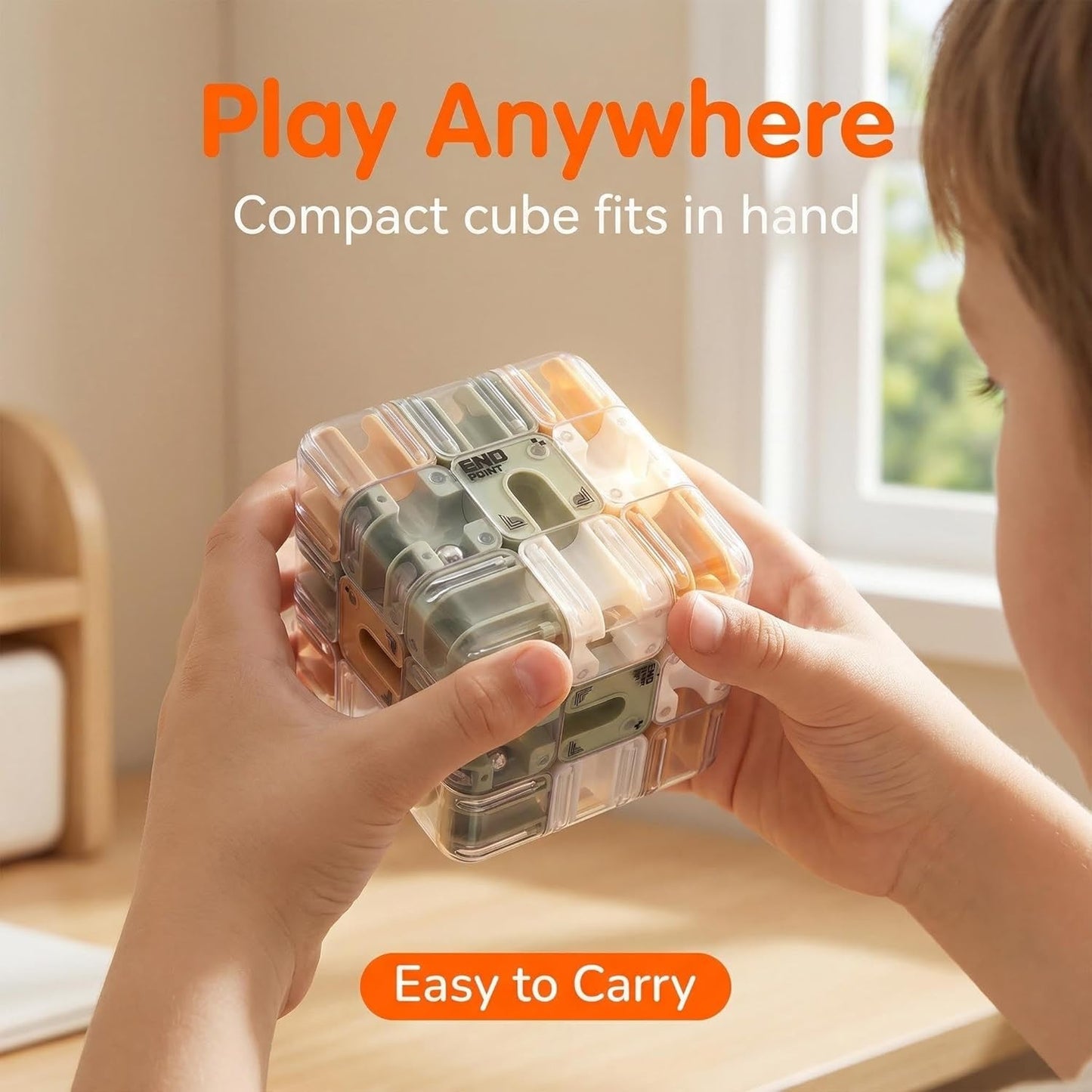 3D Maze Cube Puzzle Toy for Kids & Adults, Transparent Smart Brain Teaser Magic Cube Game, Educational STEM Fidget Toy, Stress Relief Gift for Boys Girls Ages 6-12