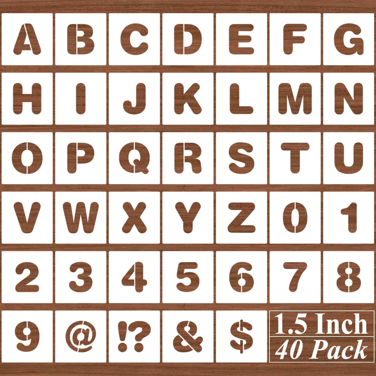 4 Inch Alphabet Letter Stencils - 40 Pack Letter Number Stencil Templates with Signs for Painting on Wood, Reusable Calligraphy Letters Stencils for Chalkboard Fabric Wood Signs