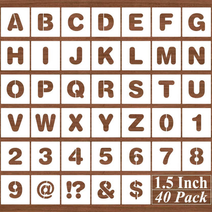 4 Inch Alphabet Letter Stencils - 40 Pack Letter Number Stencil Templates with Signs for Painting on Wood, Reusable Calligraphy Letters Stencils for Chalkboard Fabric Wood Signs