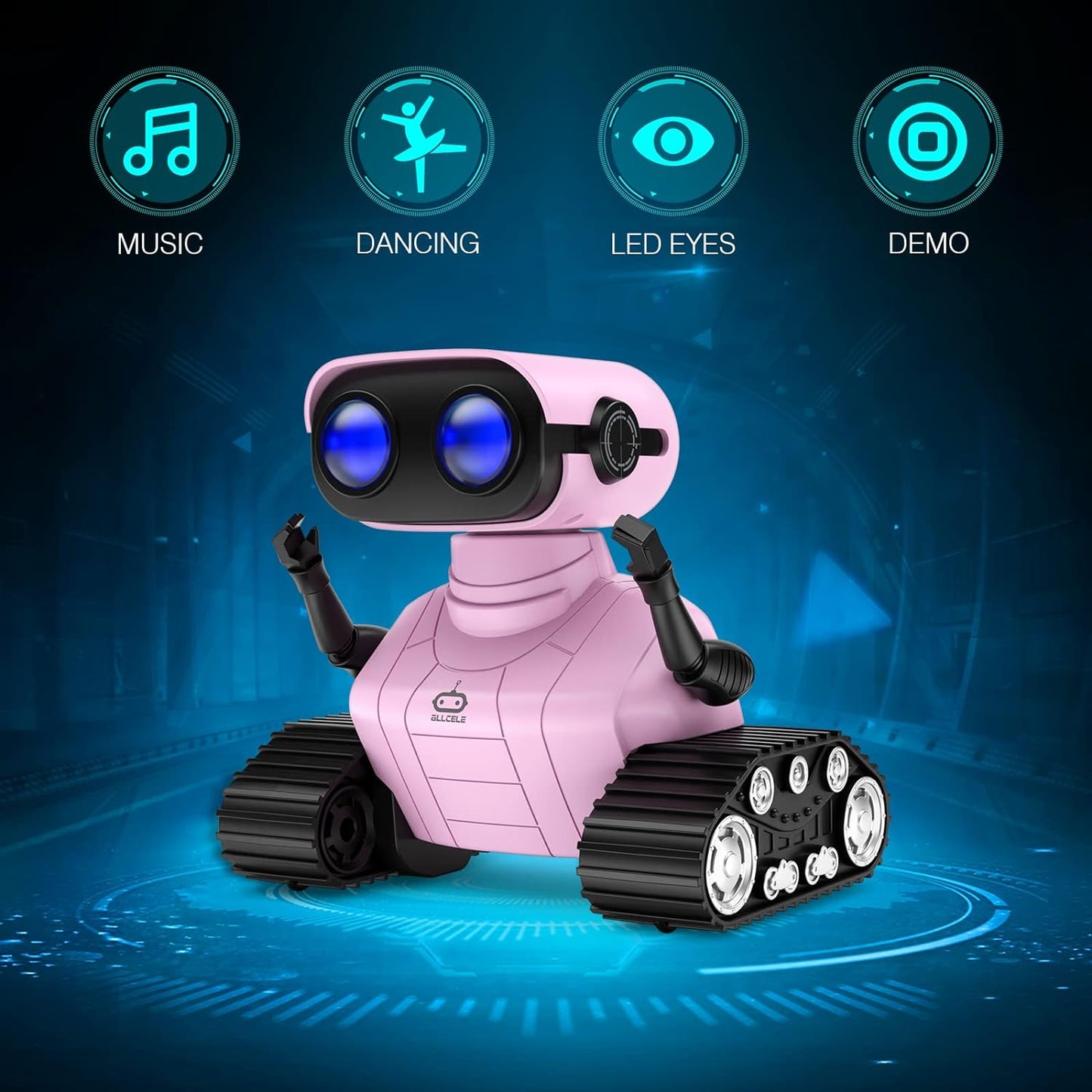 ALLCELE LED RC Robot Toys for Girls with Programming, Music, Demo and LED Function, Remote Control Robot Toy, Gift for Girls 3-8 Years Old Blue Pink