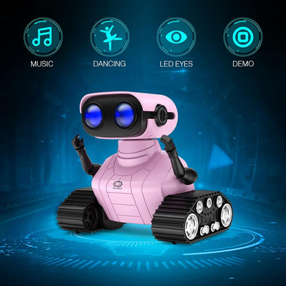 ALLCELE LED RC Robot Toys for Girls with Programming, Music, Demo and LED Function, Remote Control Robot Toy, Gift for Girls 3-8 Years Old Blue Pink