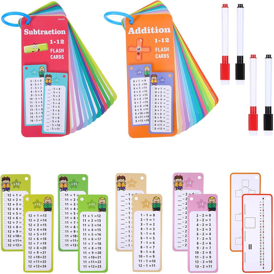 30PCS Reusable Multiplication Flash Cards&Division Flash Cards with 4 Dry Erase Pens 2 Rings,Math Flashcards for 1st to 3rd Grades,Math Games for Classroom and Home