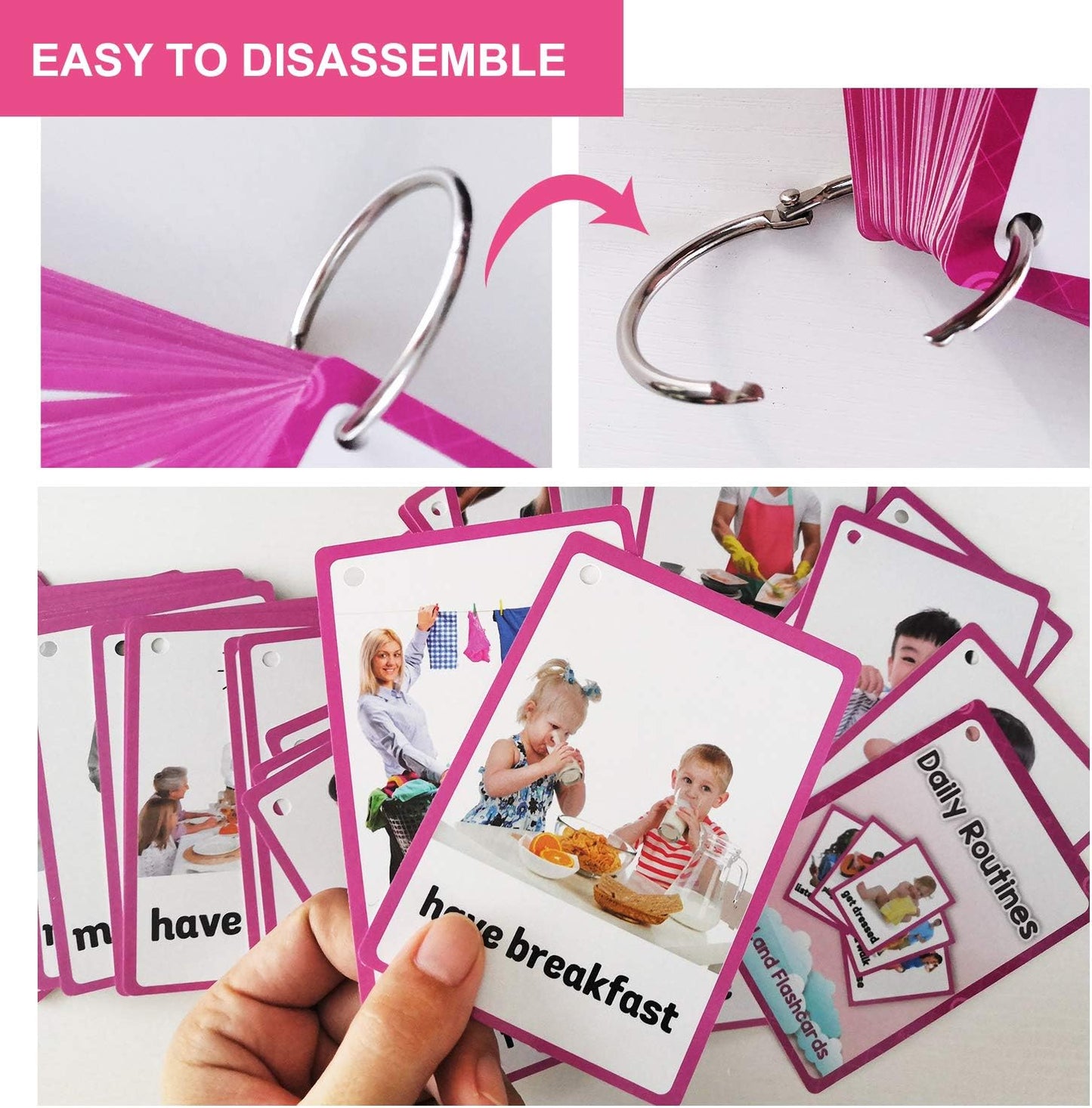 45PCS/Set Daily Routines Kids Gifts English Flash Cards Pocket Card Educational Learning Baby Toys for Children Pre-Kindergarten