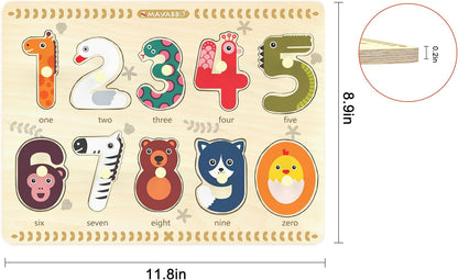 Puzzles for Toddlers 2-4, Wooden Puzzle for Toddlers, Wood Peg Puzzle for Preschool Kids, Number Learning Puzzles Baby Board Toys, 1 2 3 Shape Knob Puzzle for Girls Boys 18Months and Up