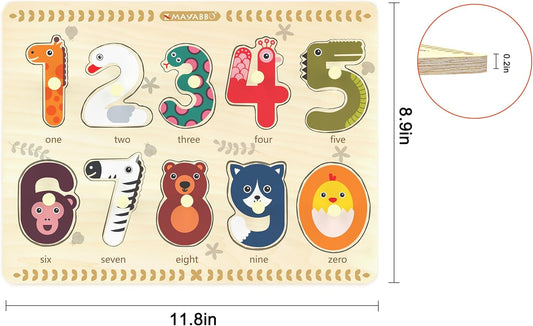Puzzles for Toddlers 2-4, Wooden Puzzle for Toddlers, Wood Peg Puzzle for Preschool Kids, Number Learning Puzzles Baby Board Toys, 1 2 3 Shape Knob Puzzle for Girls Boys 18Months and Up