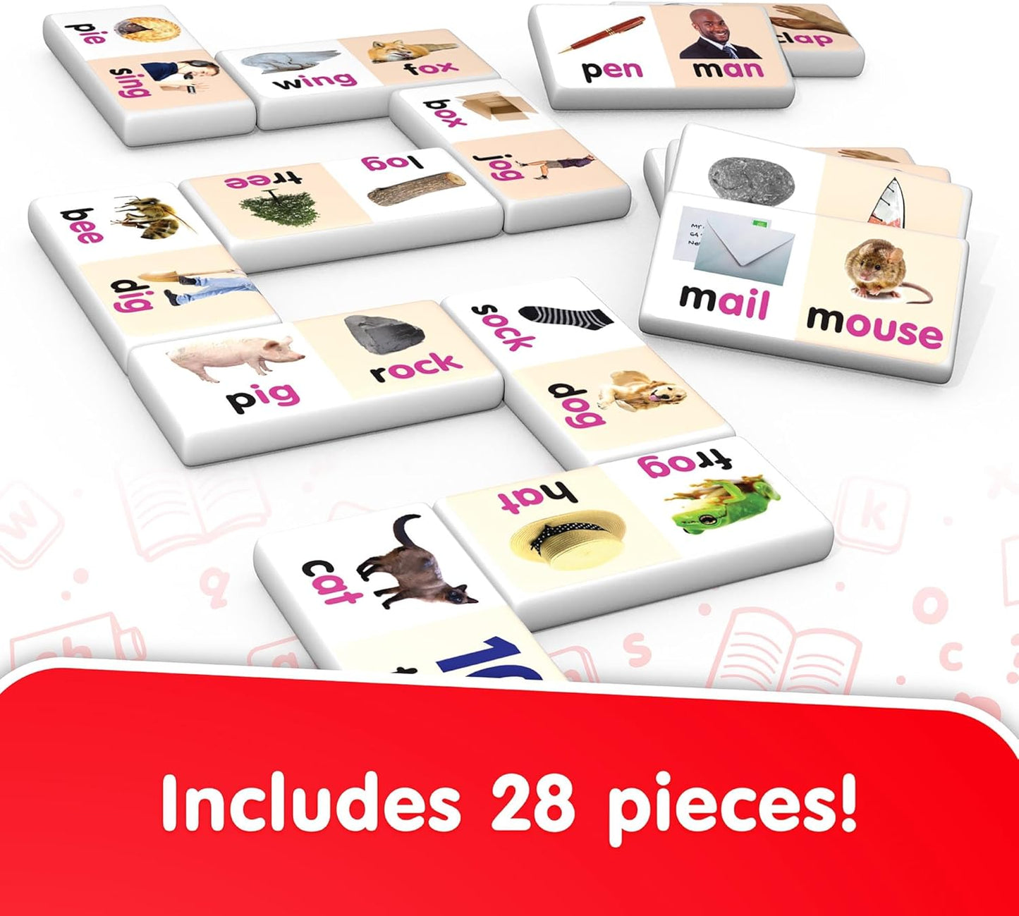 Junior Learning Rhyming Word Dominoes Educational Action Games, Multi, Model: JL490