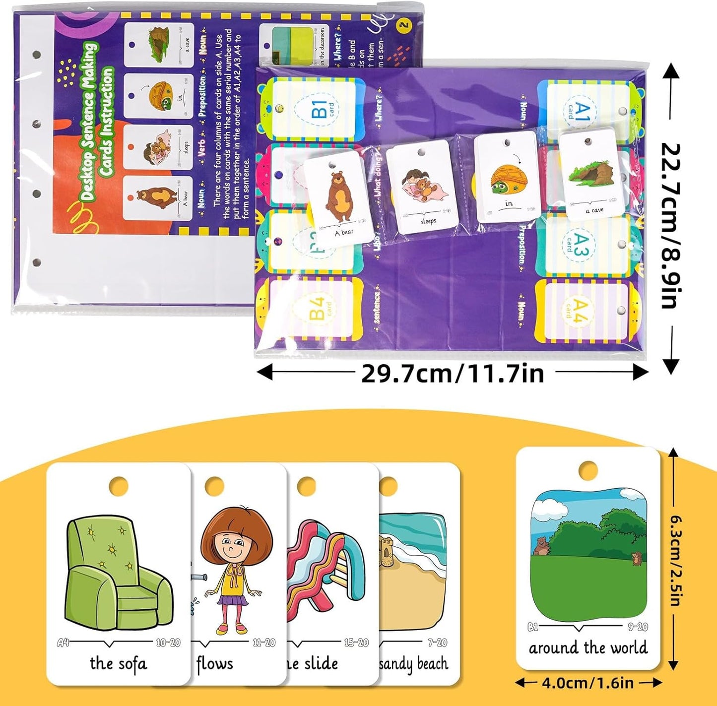 Lachilly Sentence Building Flip Chart, 40 Sentence Builder Game, Vocabulary & Grammar, Activity Educational Learning Tool, Phonics Learning Supplies, Speech Therap, School Supplies