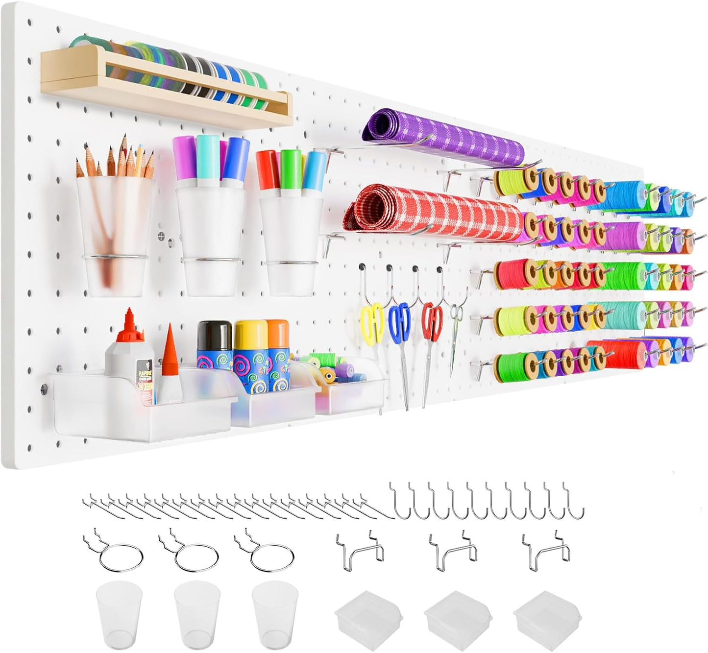 FZK Peg Board with Hooks, Plastic Pegboard Kit with 4 White Pegboards and Accessories, Peg Board Wall Organizer for Office and Craft Room