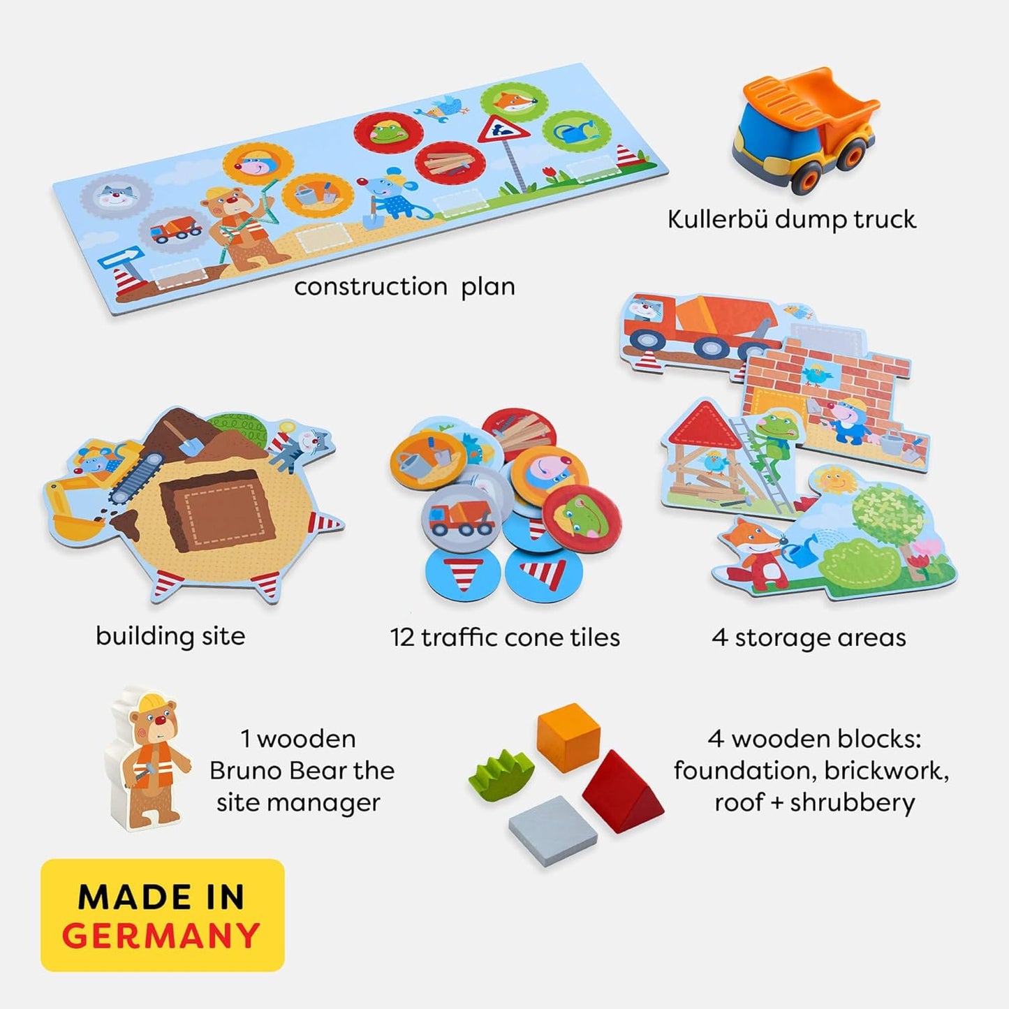 HABA My Very First Games Building Site, A Cooperative Learning Kids Game, Toddler Learning Activities & Games for 2+ Year Olds with Included Toy Truck