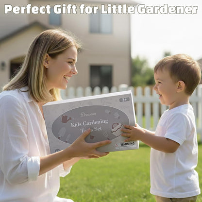 Kids Gardening Set, Gardening Tools Kit for Kids Toddler, Includes Tote Bag, Apron, Gloves, Watering Can, Shovel, Rake, Cultivator, Garden Tool Set Outdoor Toys Gifts for Boys Girls