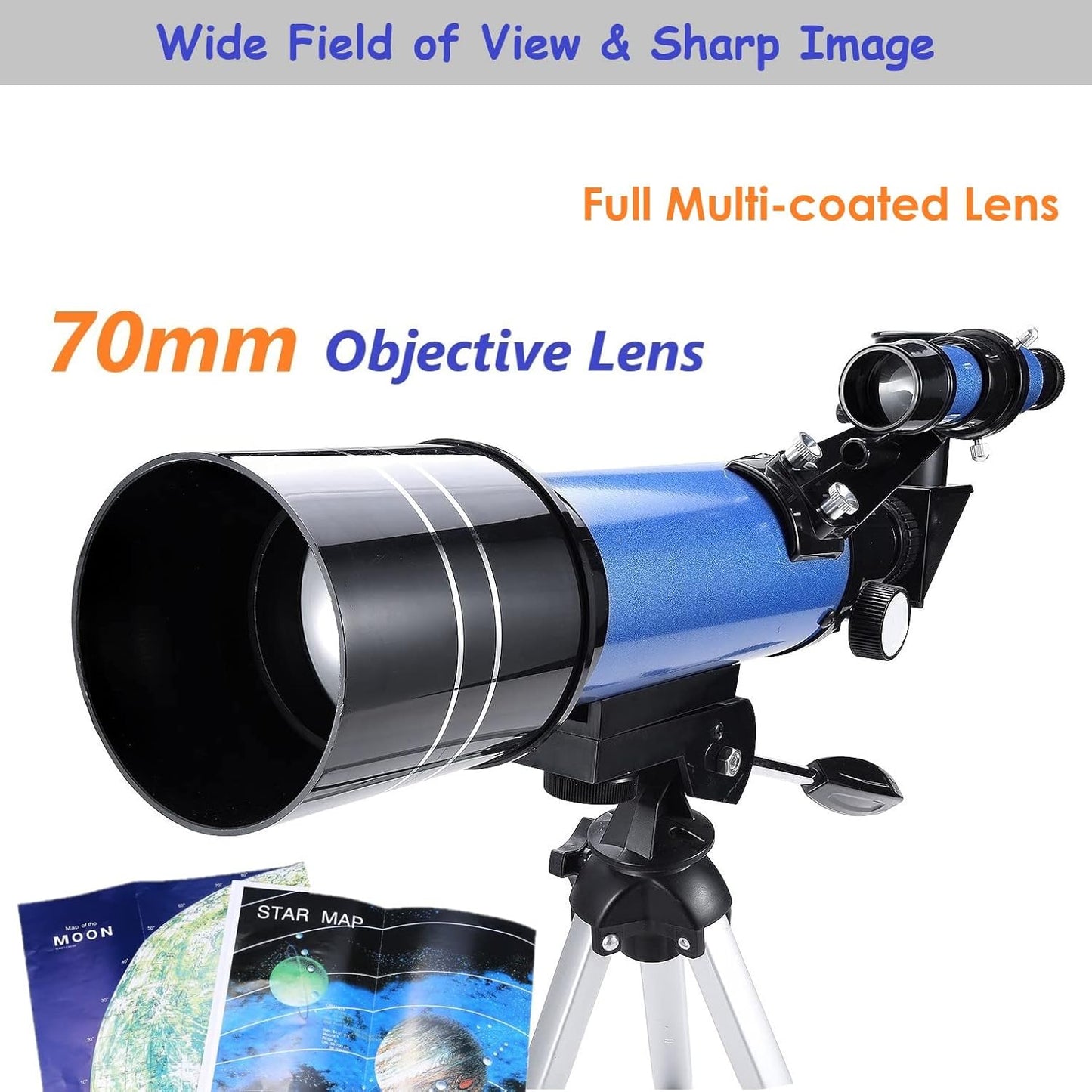 Lunar Telescope for Kids and Astronomy Beginners, Refractor Telescope with Finder Scope and 3 Eyepieces, Travel Telescope with Compact HD Binoculars for Moon Viewing Bird Watching Sightseeing
