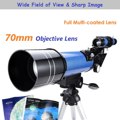 Lunar Telescope for Kids and Astronomy Beginners, Refractor Telescope with Finder Scope and 3 Eyepieces, Travel Telescope with Compact HD Binoculars for Moon Viewing Bird Watching Sightseeing