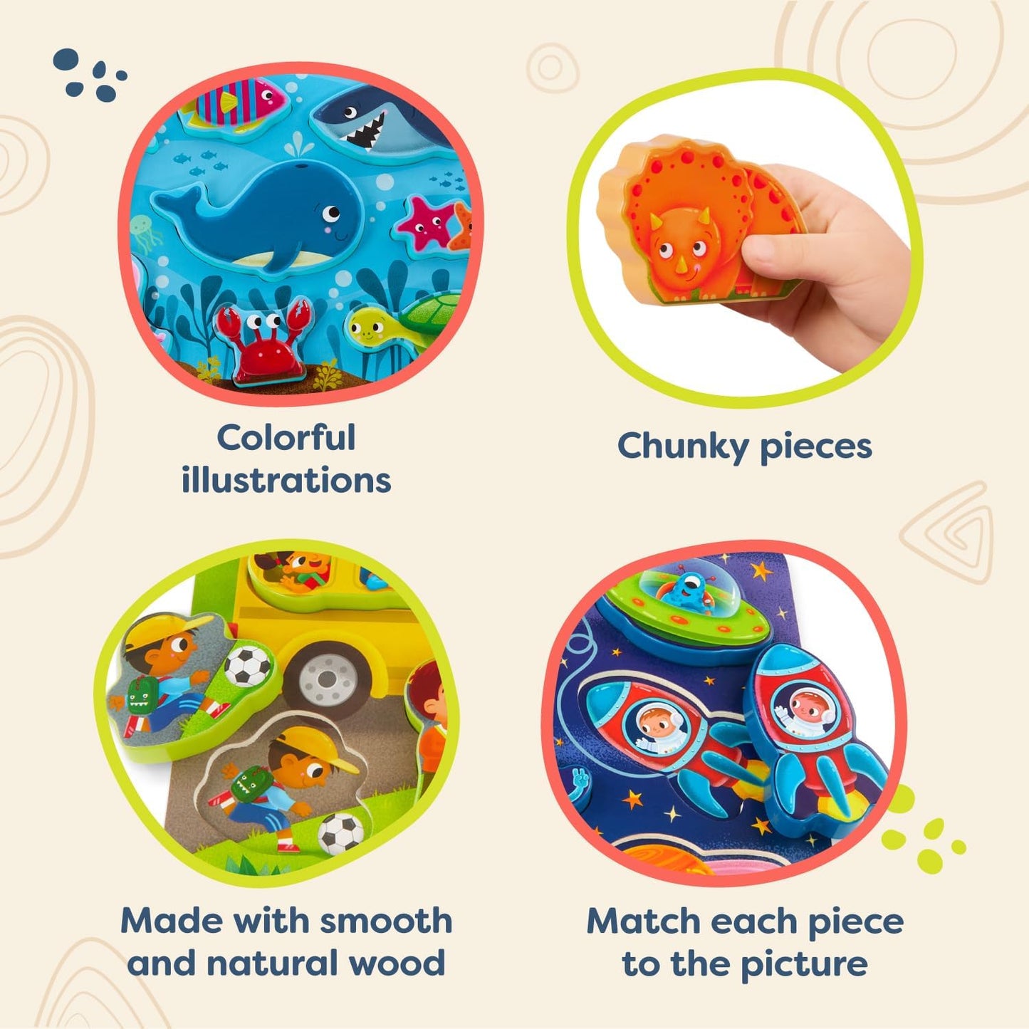 B. toys – Peek & Explore – School BusChunky Puzzle for Toddlers,Educational & Developmental Toys for Kids – 2+ Years