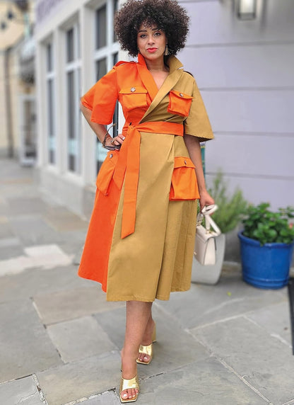 Know Me Misses' and Women's Color Block Wrap Dress Sewing Pattern Packet by Keechii B Style, Design Code ME2020, Sizes 30W-32W-34W-36W-38W