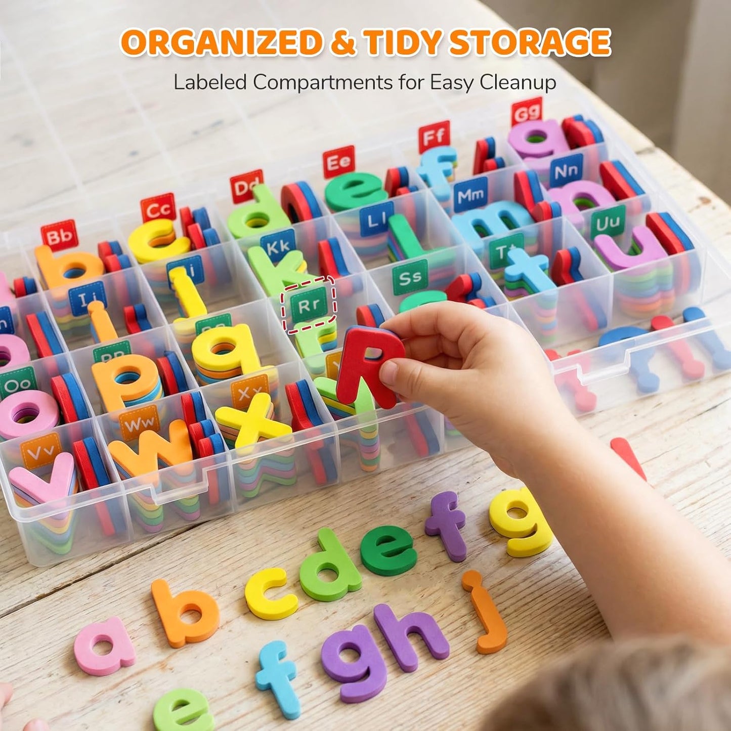 LovesTown Magnetic Alphabet Letters Kit for Kids, Double Sided Magnetic Board with Storage Box, Educational Learning Toys for Preschool Classroom and Home, 234 Pieces