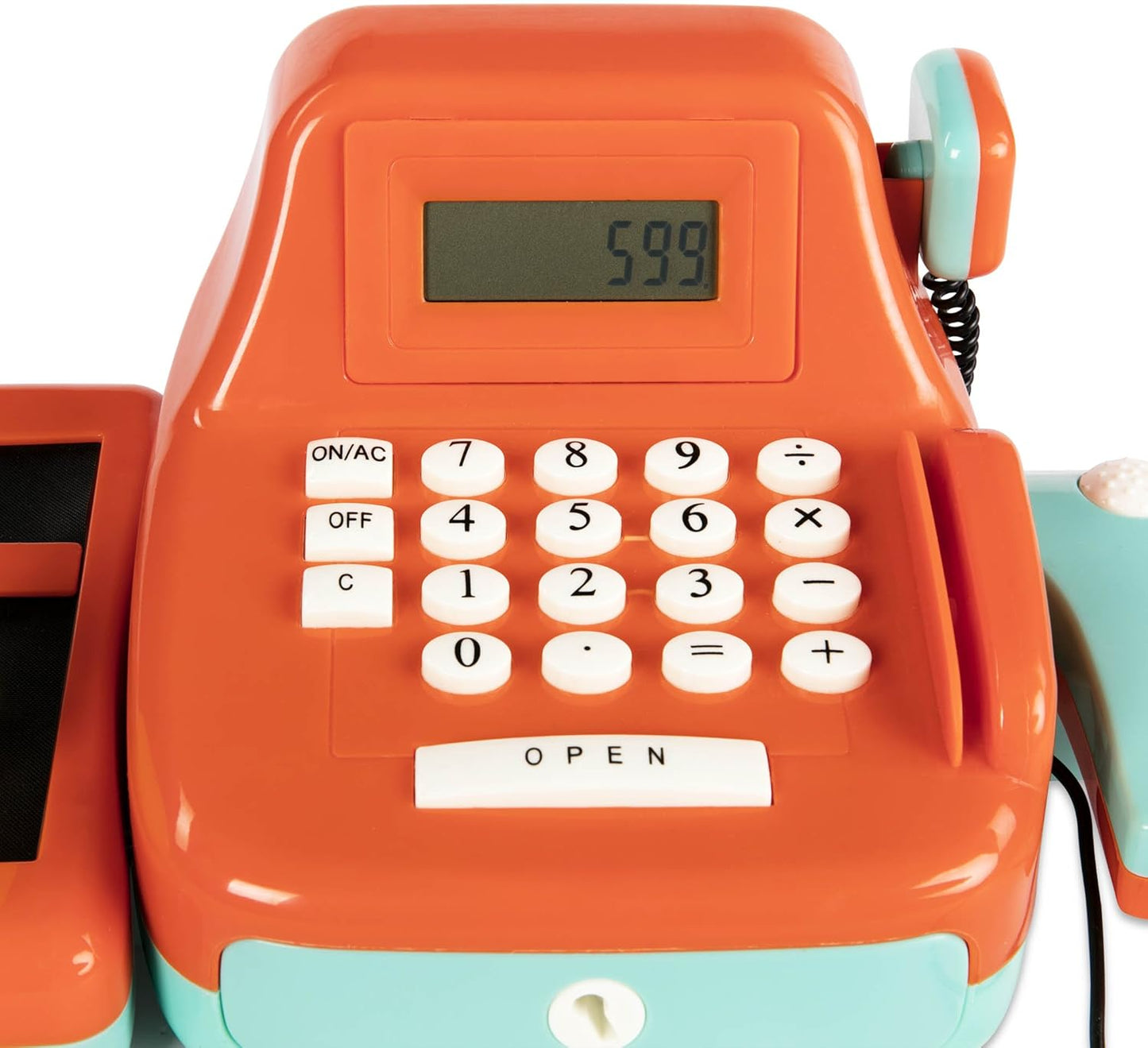 Battat – Interactive Kids Cash Register with Scanner & Sounds – 26 Pieces Pretend Play Shopping Set with Light – Up Scanner, Play Money & Card – Educational Toy for Learning & Fun – 3+ Years